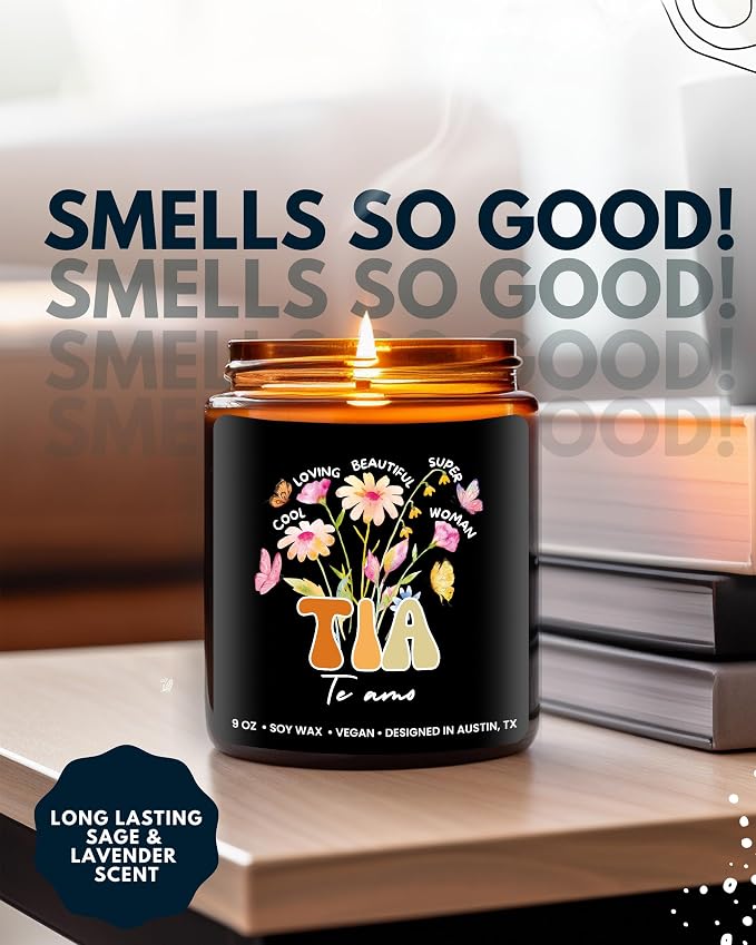 Tia Candle, Regalos para Tia De Sobrina y Sobrino, Gifts from Nephew, Presents from Niece, Best Aunt Ever Gifts, Gift for Aunt in Spanish, Birthday, Christmas, Gift Ready