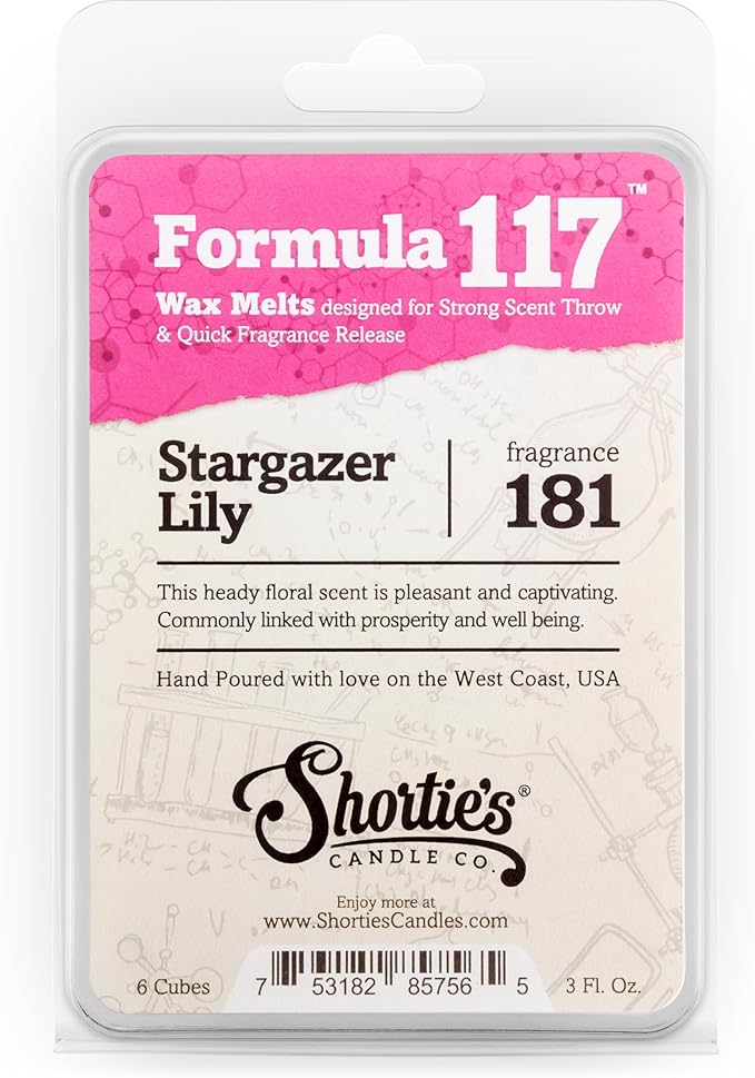 Shortie's Candle Company Stargazer Lily Premium Wax Melts - 3 Oz., Strong & Long Lasting, Non-Toxic - Made with Essential & Natural Oils - Formula 117