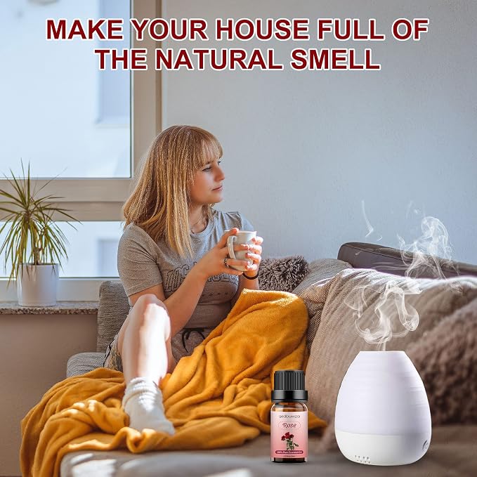 Sedbuwza Rose Essential Oil, 100% Pure Rose Fragrance Oil for Diffuser, Humidifier, Soap, Candle, Perfume - 10ml