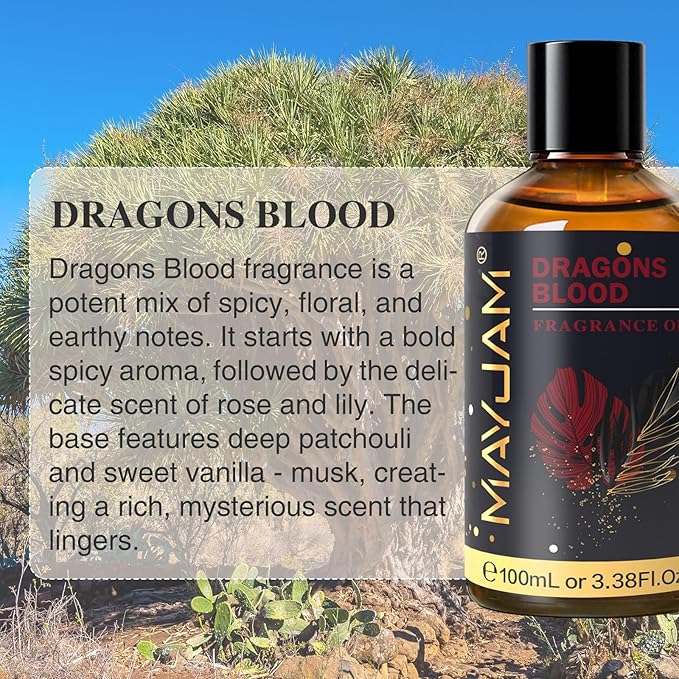 MAYJAM 100ML/3.38FL.OZ Dragons Blood Fragrance Oils with Glass Dropper, Essential Oils for Diffusers for Home, Long Lasting Scented Oils for Diffusers Soap Candle Making