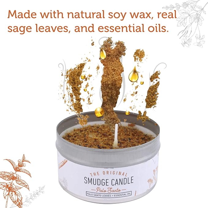 SOUL STICKS Smudge Candle for Cleansing House, Meditation, Chakra Healing, Aromatherapy | 3.5 Ounce Smudge Candle for Spiritual Cleansing (Palo Santo)