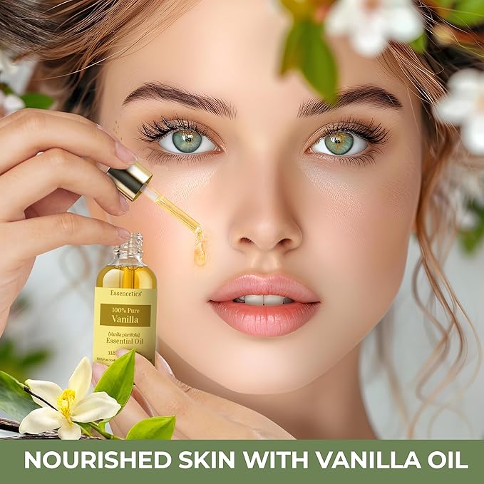 Vanilla Essential Oil for Diffuser 4oz - 100% Natural & Organic - Infused with Olive & Sunflower Oils - Perfect Vanilla Oil for Skin, Body, Candle Making, Soap Making, & Aromatherapy
