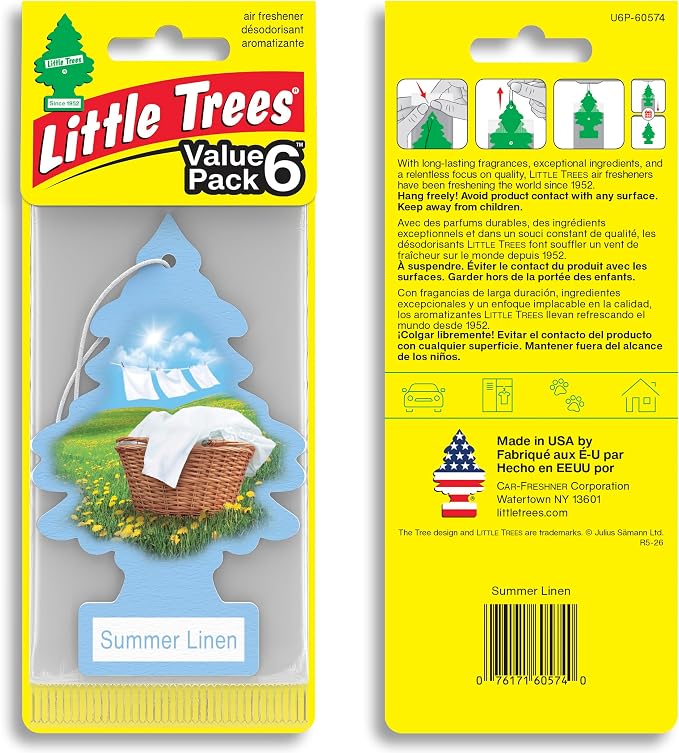 LITTLE TREES Car Air Freshener | Hanging Tree Provides Long Lasting Scent for Auto and Home | 24 Air Fresheners |Summer Linen