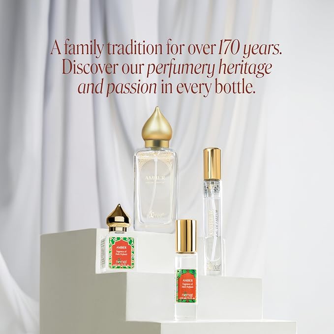 Nemat International Amber Perfume Oil Roll-On – Long Lasting Alcohol Free Amber Oil Perfume for Women and Men, Essential Oil Based Fragrance, Clean Vegan Body Oil Roll On, 10 ml / 0.33 fl Oz