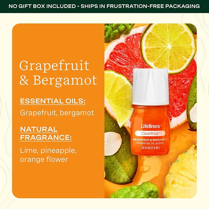 ClickWick Essential Oil Blends for Lifelines Diffusers, 3-Pack Citrus Grove Set - Essential Oil Blend Refill for Candle, Plant & Shower Aromatherapy Diffuser - Fragrance for Diffusers