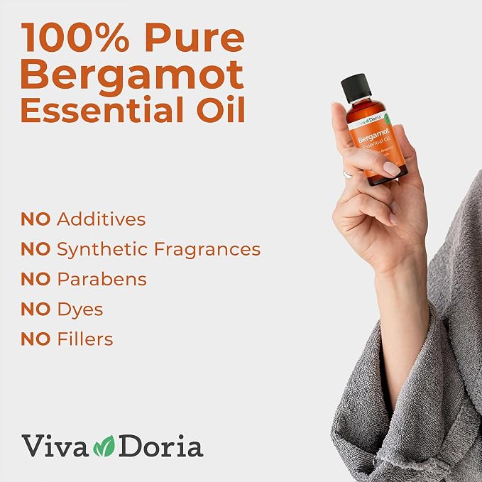 Viva Doria 100% Pure Bergamot Essential Oil, Undiluted, Food Grade, Italian Bergamot Oil, 1 Fluid Ounce (30 mL) Natural Aromatherapy Oil