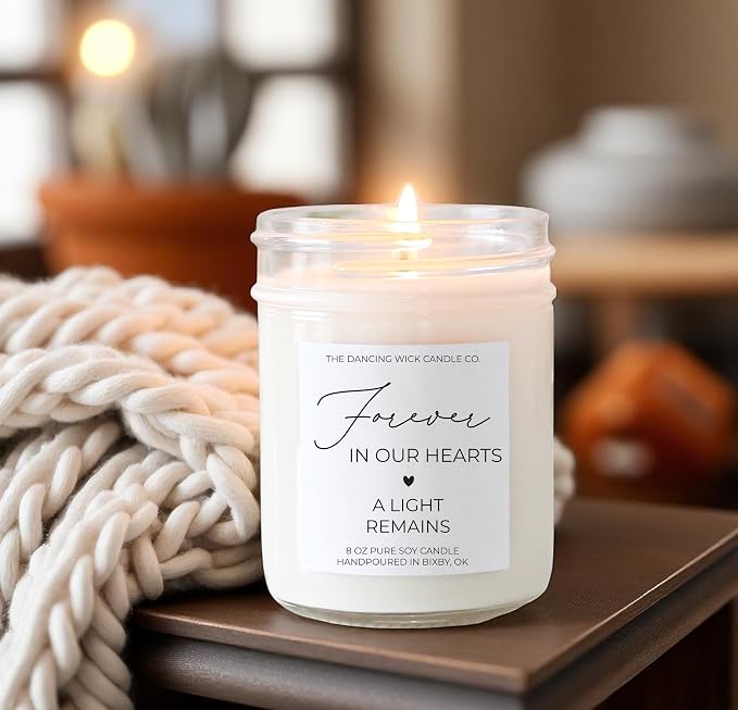 – Forever in Our Hearts Memorial Candle – Lavender Vanilla Soy Wax – Sympathy, Memorial, Remembrance Gift – 8 oz, Hand-Poured – Made in the USA (Forever in Our Hearts)
