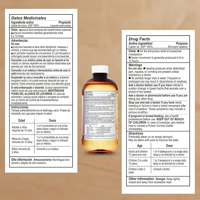 De La Cruz Castor Oil - 100% Pure Castor Oil for Hair, Skin, Eyelashes, and Eyebrows - USP Grade, 8 FL Oz