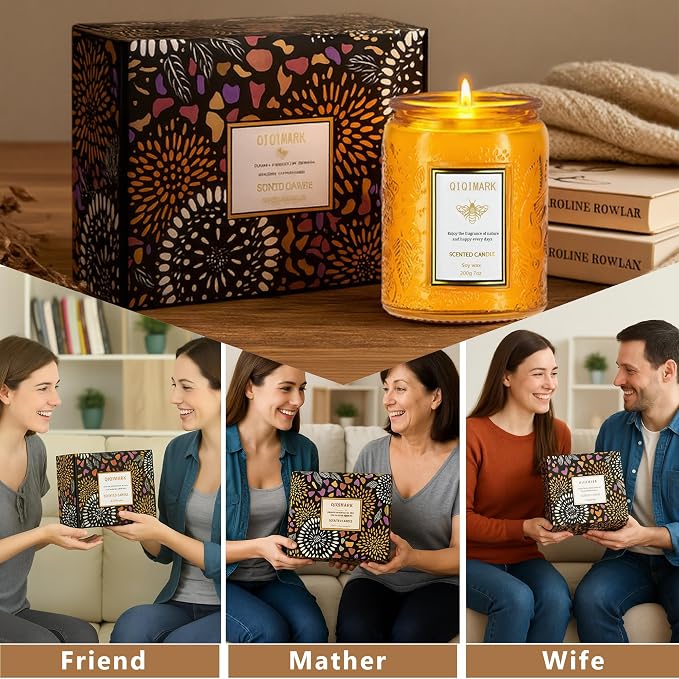 Positive Energy Candle Gift for Women, 6 Pack Yellow Jar Scented Soy Candles, Home Fragrance Set for Happiness & Relaxation, Birthday Gifts, Cozy Room Decor Candle Set