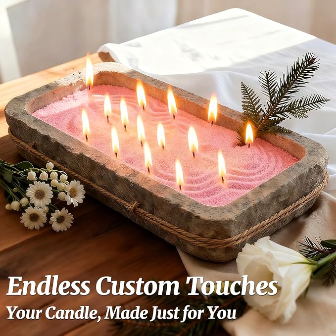 Pearl Candle Sand with 30 Wicks 18Oz-Vanilla Scented Non Toxic Luxury Long Lasting Refillable Pearled Candle 120 Hours-Pearled Sand Powder Wax Candles Kit for Candle Making Wedding Party Decor