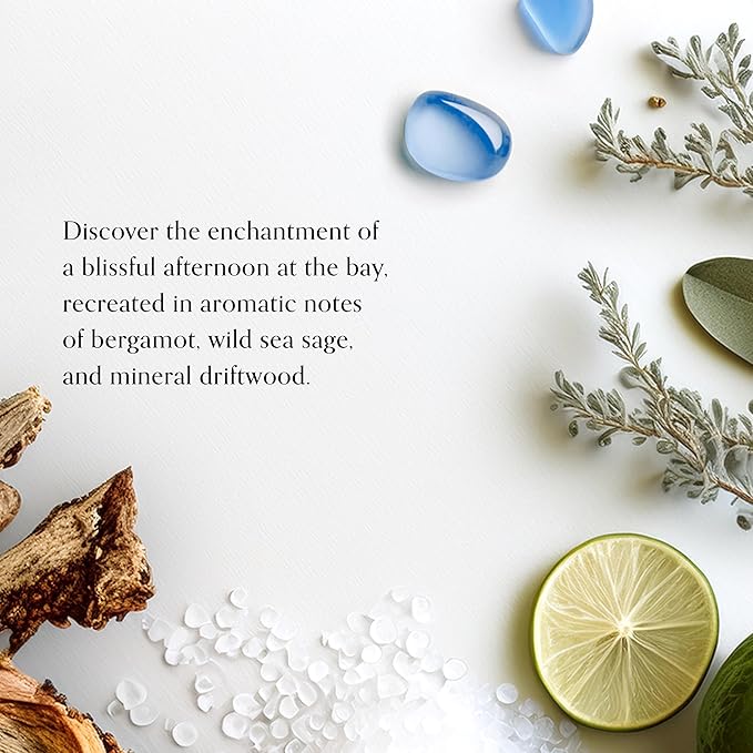Chesapeake Bay, 11oz Serene Waters Scented Candle, Mood Evoking Fragrance, Textured Sea Glass-Inspired Jar, Premium Soy Blend Wax with Essential Oils, Coastal Fragrance for Home Décor or Gifting