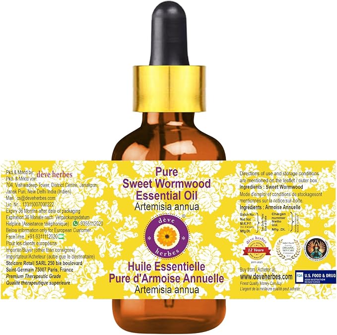 dève herbes Pure Sweet Wormwood Essential Oil (Artemisia annua) with Glass Dropper 5ml (0.16 oz)