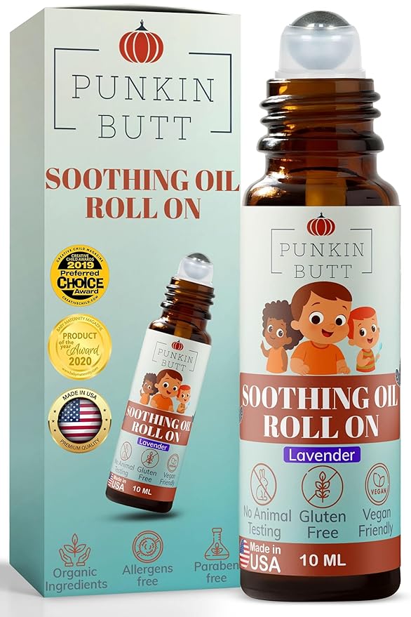 Punkin Butt Organic Lavender & Chamomile Teething Oil Roller for Babies | Also Great for Skin | Baby, Infant, Toddler Gum & Tooth Relief | Helps with Fussing & Sleep | Safe for Daily use | 3+ Months