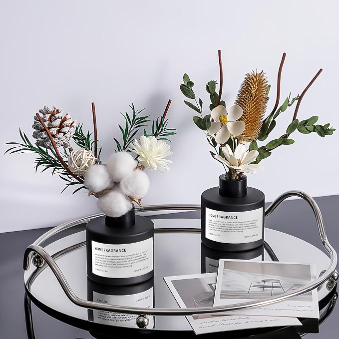 Reed Diffuser Set with Dried Flowers, 3.38fl.oz Fragrance Diffuser with Sticks, Scented Sticks Aroma Diffuser, Home & Office Décor for Air Fresheners, Bathroom (Pure White Gardenia)
