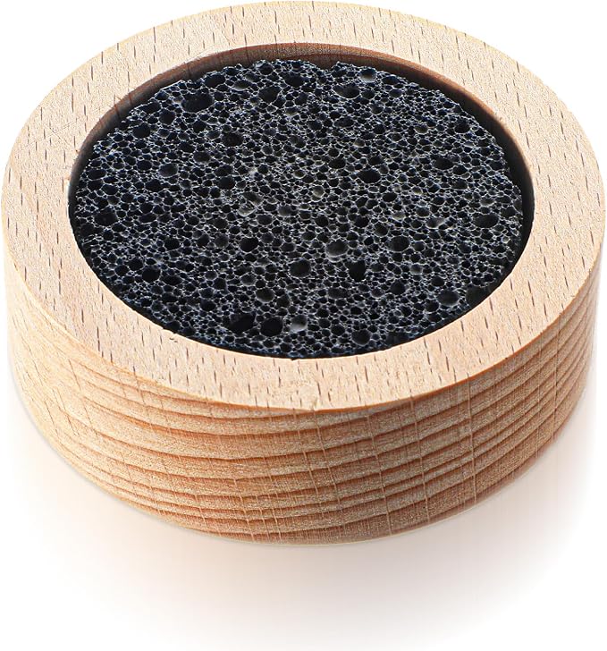 Lava Rock Diffuser, Sauna Accessories Small Lava Rock Diffuser with Natural Beechwood Base for Sauna Passive Diffusers Essential Oil Diffusers for Bathroom Home Office Bedroom as Friend Gifts