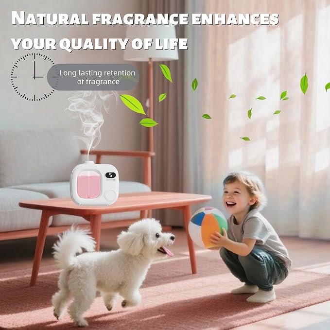 Waterless Essential Oil Diffuser Portable Cordless Aromatherapy Scent Machine for Home Office Car Large Room Battery Powered Ultrasonic Diffuser with 5 Mist Modes for Bedroom Classroom Travel