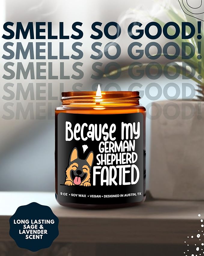 Funny German Shepherd Candle, German Shepherd Gifts for Women, Unique Funny Dog-Themed Gift Ideas, Best Present for Pet Lovers, Perfect Presents for Dog Mom & Dad, Birthday, Christmas, Gift-Ready