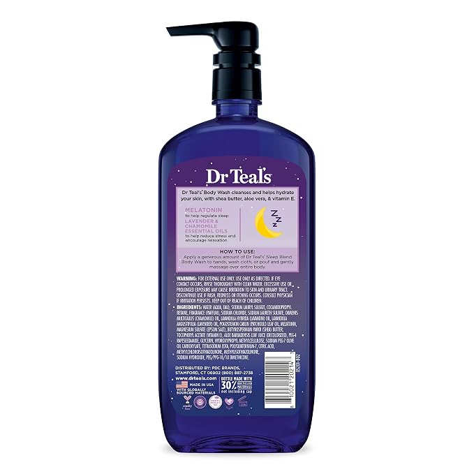 Dr Teal's Body Wash with Pure Epsom Salt, Daytime/Nighttime with Vitamin C & Sleep Blend, 24 fl oz (Pack of 2)