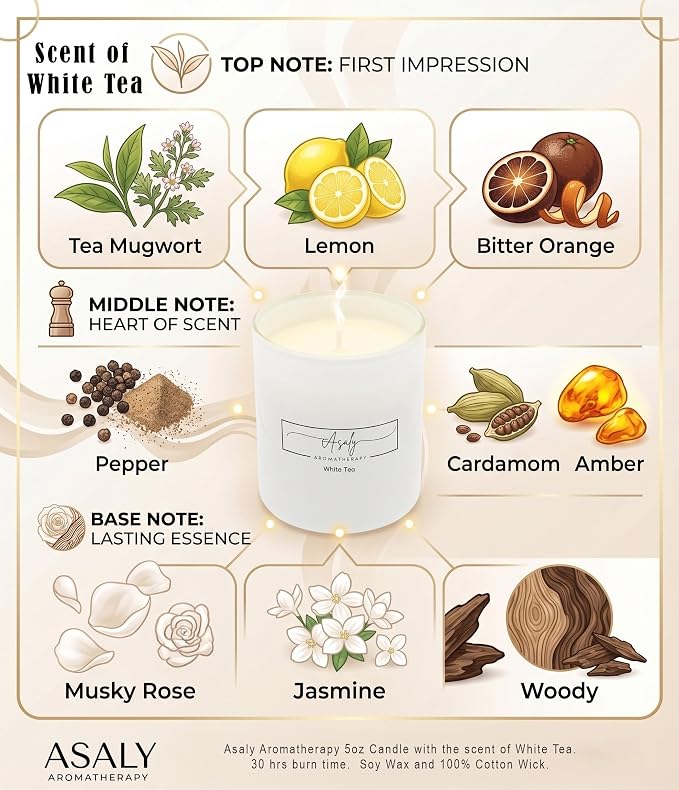 ASALY Luxury Candle & Reed Diffuser Gift Set - 2 Soy Wax Candles (30 Hr Burn) + 1 Reed Diffuser | White Tea, Mon Paris & Rose Oud Scents | Elegant Gift Box | Birthday, Anniversary, Mother's Day