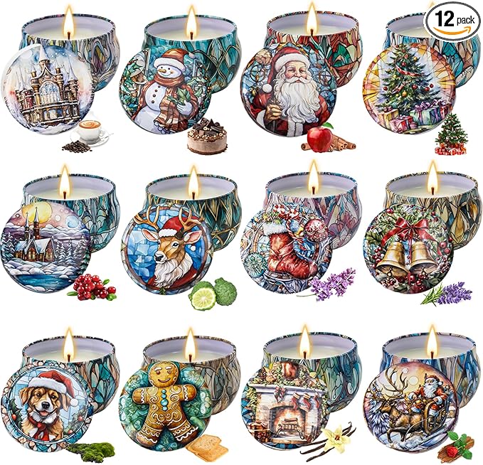 12 Pack Christmas Scented Candles Gifts Set for Women, Candles for Home Scented, 2.5 oz Soy Wax Aromatherapy Candle, Best Gifts for Women Thanksgiving Day Birthday Christmas