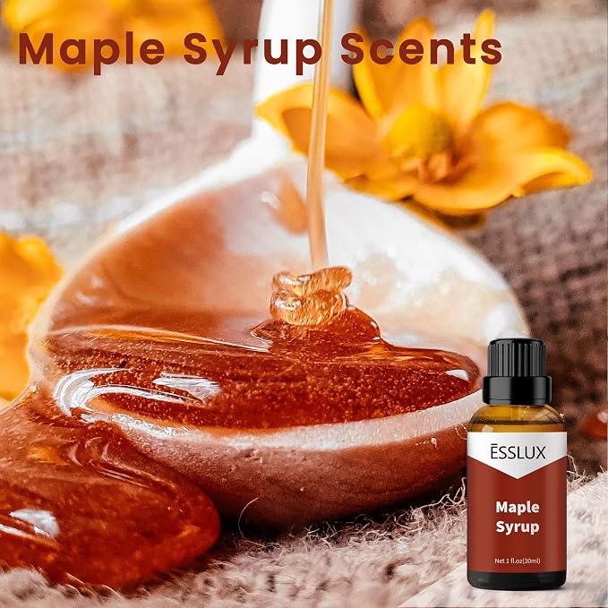 Maple Syrup Fragrance Oil - ESSLUX Essential Aromatherapy Scented Oils for Diffuser, Candle Soap Making Scents, Massage, Perfume, Home Fragrance, 30 ml