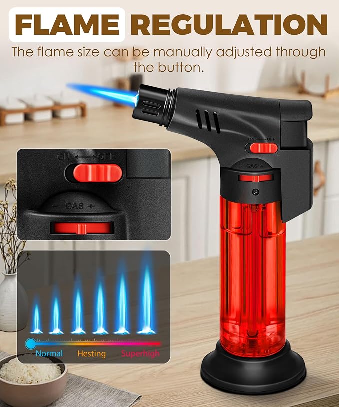 5 Pack of Torch Lighter, Powerful Windproof Jet Flame, Butane Gas Refillable Lighters with Safety Lock, Mini Blow Torch for Candle, Firework (NO Gas)