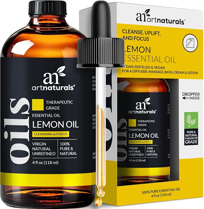 artnaturals Lemon Essential Oil (4.0 Fl Oz / 118ml) - 100% Pure Lemons Oils - Therapeutic Grade Best for Skin, Hair, Natural Solution, Aromatherapy & Diffuser