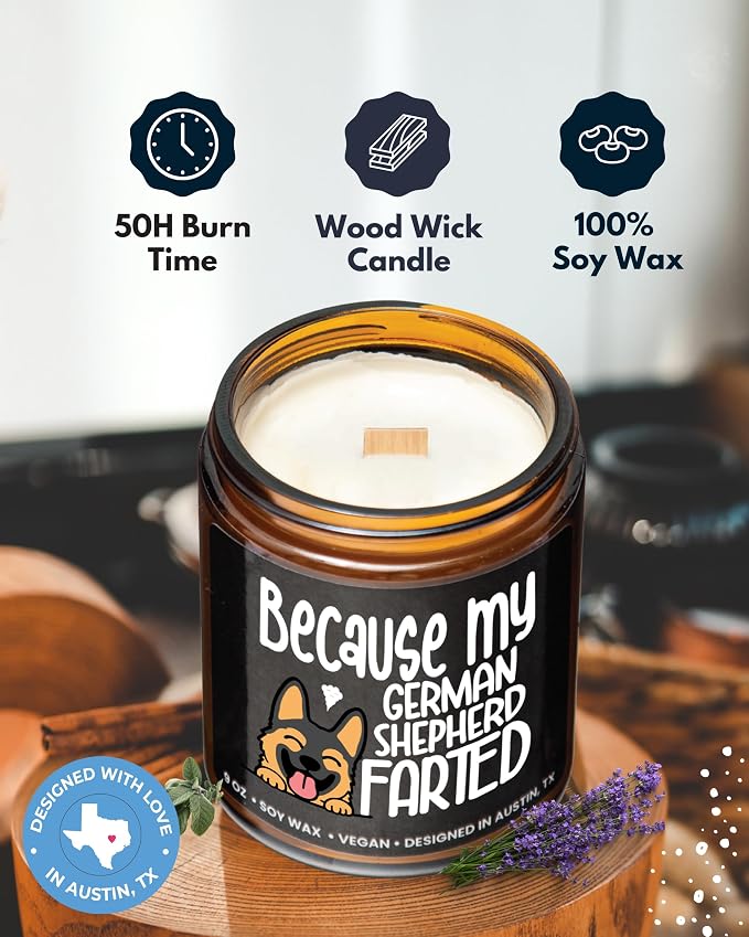 Funny German Shepherd Candle, German Shepherd Gifts for Women, Unique Funny Dog-Themed Gift Ideas, Best Present for Pet Lovers, Perfect Presents for Dog Mom & Dad, Birthday, Christmas, Gift-Ready