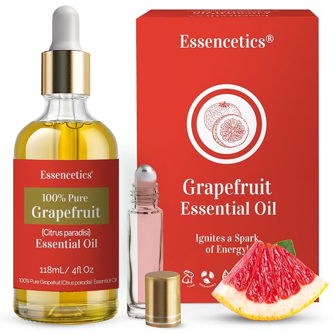 4 oz Grapefruit Essential Oil Organic - 100% Natural - Infused with Olive & Sunflower Oils - Therapeutic Grade Grapefruit Oil for Skin, Hair Care, Aromatherapy & Diffuser