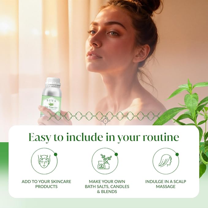 Siva Tea Tree Essential Oil 16 Fl Oz – for Diffuser, Skin & Hair Care – Ideal for Aromatherapy, Massage & DIY Blends