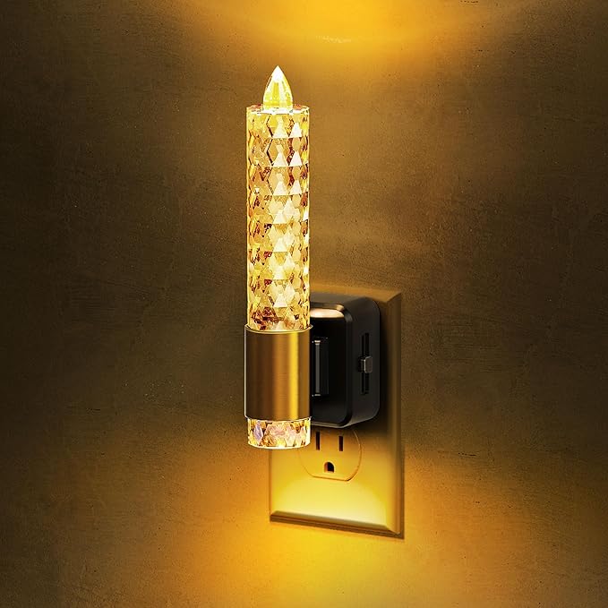 L LOHAS LED Night Light, Flameless Candle Night Light Plug into Wall, 0-100 LM Dimmable Nightlight, Plug in Amber Night Light with Dusk to Dawn Sensor, for Bathroom Bedroom Hallway, 1 Pack