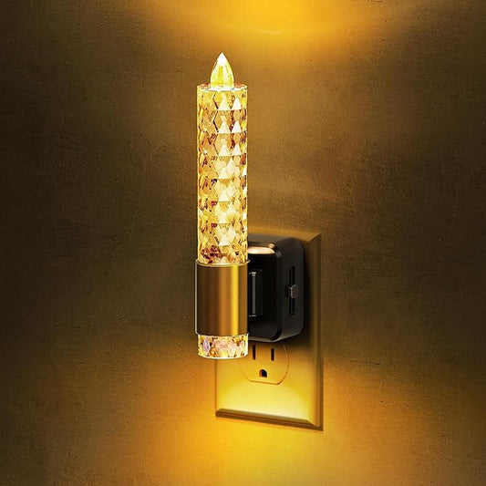 L LOHAS LED Night Light, Flameless Candle Night Light Plug into Wall, 0-100 LM Dimmable Nightlight, Plug in Amber Night Light with Dusk to Dawn Sensor, for Bathroom Bedroom Hallway, 1 Pack