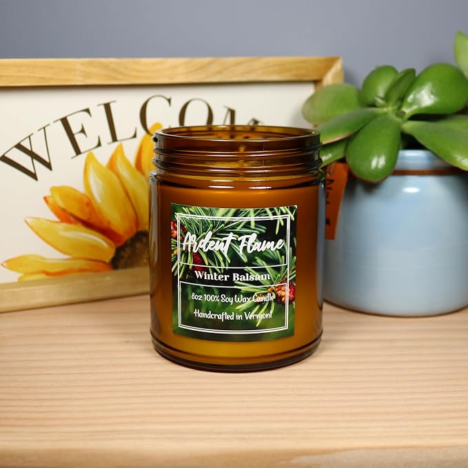 Candles | Winter Balsam | 100% Natural Soy Wax Candle for Home Decor | Highly Scented | Premium Fragrance | Handmade in Vermont, USA | 8 oz | Long Lasting | Gift for Women and Men