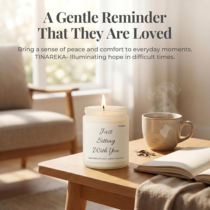 Sympathy Gift for Loss of Loved One - Just Sitting with You Memorial Candle, Lavender Scented Soy Wax, Grief Support Bereavement Gifts, 40 Hour Burn Time, Condolence Gift