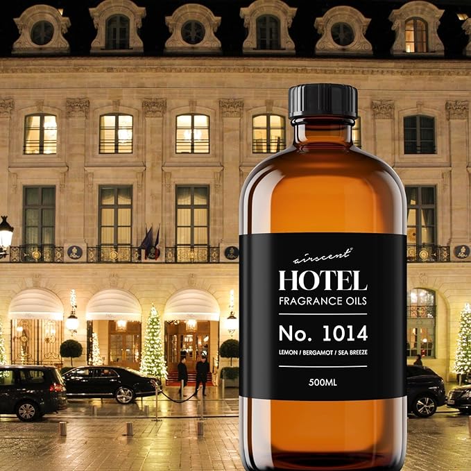 AirScent Hotel Diffuser Oil No. 1014 - The Iconic 5-Star Hotel Coastal Blend - Lemon Bergamot Sea Breeze - 500 mL Fragrance Oil for Ultrasonic and Waterless Diffusers and Crafting