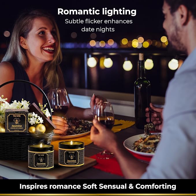 Jasmine Candle Strong Scented Soy Candel Natural Non Toxic Velas Aromáticas Gift for Women Pack of 1 5Oz Decorartive Travel Tin