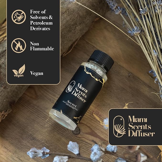 Secret Noir Essential Oil Refill Luxury Hotel Inspired - Long Lasting Aroma for Home & Commercial Diffuser - 120 ml Fresh Blend of Musk Wood and Bergamot Leaves, Scent for Spa Wellness Aromatherapy.