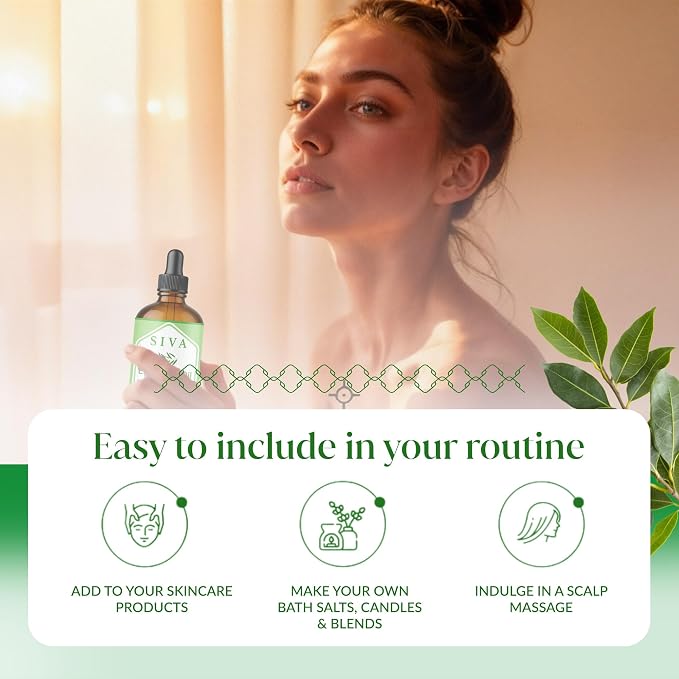 Siva Camphor Essential Oil 4 Fl Oz – for Diffuser, Skin & Hair Care – Ideal for Aromatherapy, Massage & DIY Blends- with Dropper