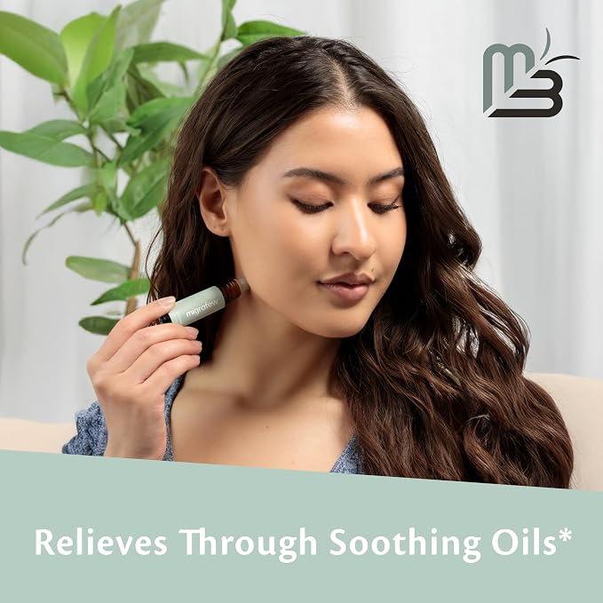 MigraFew Aromatherapy Migraine Roll On | Compact Headache Relief with Cooling Metal Roller for Head Tension and Pressure, Made with Peppermint, Spearmint and Lavender Essential Oils (Pack of 2) by M3