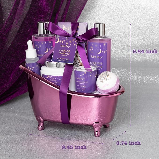 Spa Gift Basket Bath Basket Spa Kit Spa Gifts for Women, Bath and Body Basket Set 10pcs Self Care Kit Lavender Scent Birthday Gifts Skin Care Set, Christmas Gifts, Beauty kits Bridal Shower