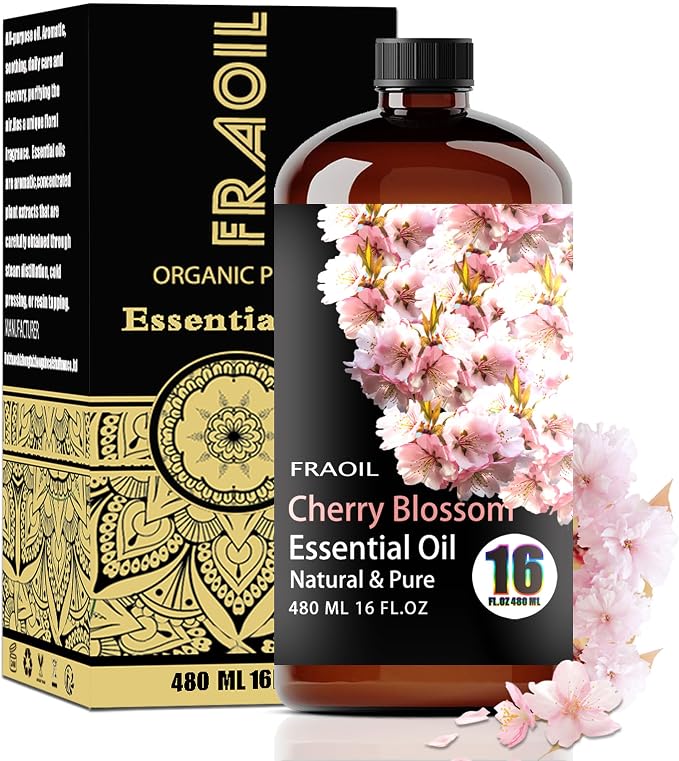 Cherry Blossom Essential Oil, Cherry Blossom Oil 16 Fl Oz 480 ML for Diffuser Humidifier Yoga Cleaning DIY Candle Soap Making Perfume Gift for Women FRAOIL (Cherry Blossom 16 Fl Oz (Pack of 1))