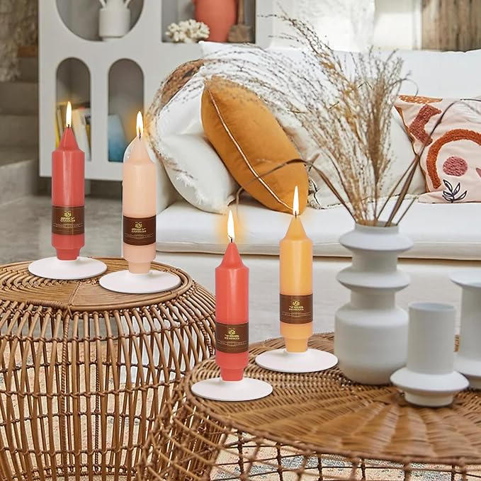 4 PCS Gradient Colored Taper Candlesticks Orange Taper Candle for Halloween Thanksgiving Day Dinner Household Décor Candlesticks