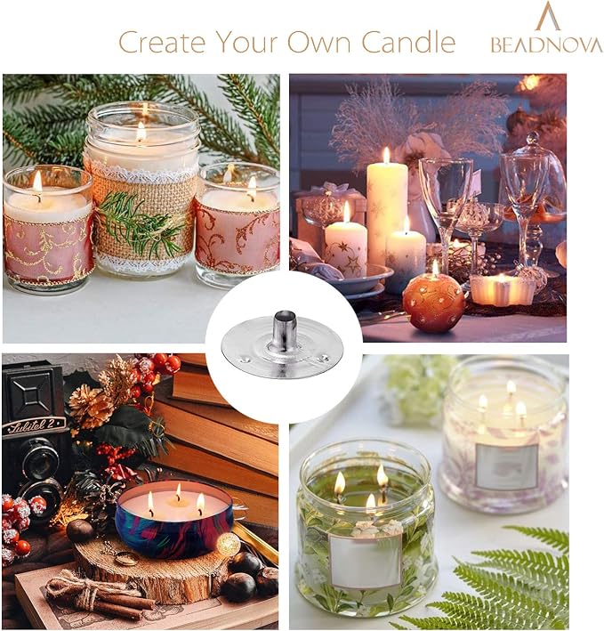 BEADNOVA Candle Wick Base 100pcs Candle Wick Cilps Sustainer Tabs for DIY and Making (12.5mm/ 0.5inch)