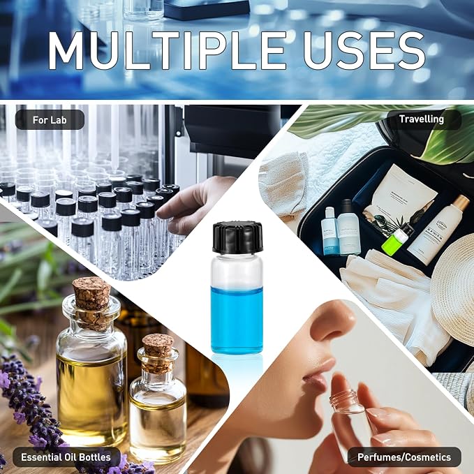 Kesell 10 Pack Glass Vials 10ml Vials With Screw Caps Borosilicate Glass Bottle Lab Vial
