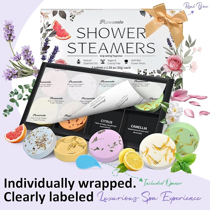 Shower Steamers Aromatherapy Birthday Gifts for Women - 8 Pack Shower Bombs with Natural Essential Oils, Self Care Relaxation Home Spa Gifts for Mom Wife, Teacher Appreciation Gift