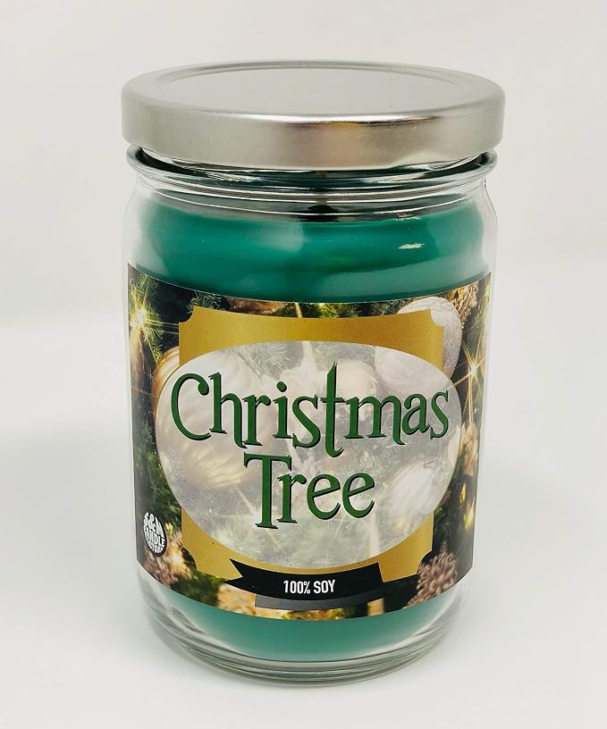 Clearance Priced ~ Christmas Tree Candle ~ Balsam Scented ~ S&M Candle Factory ~ 100% Natural Premium Soy Candles ~ 12oz Jars