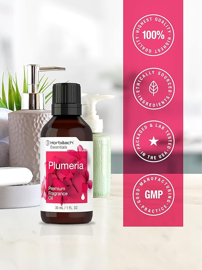 Horbäach Plumeria Fragrance Oil | 1 fl oz (30ml) | Premium Grade | for Diffusers, Candle and Soap Making, DIY Projects & More