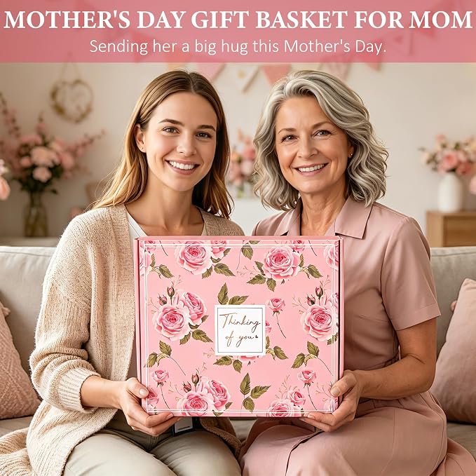 Birthday Gifts for Women Self Care Get Well Soon Gifts, Rose Relaxing Spa Gift Box Care Package Basket w/ Luxury Flannel Blanket 40 oz Tumbler, Mother's Day Gift for Mom Her Wife Girlfriend Sister