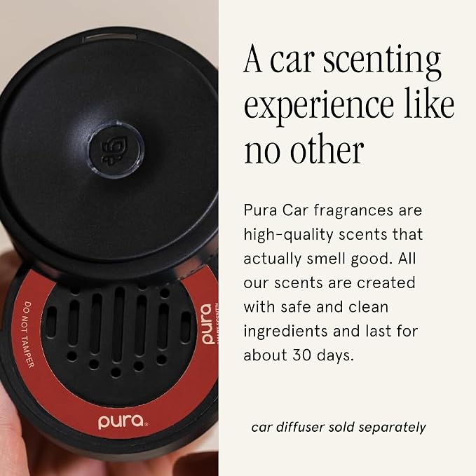Pura Car Scent Refill - Fragrance for Pura Car Diffuser - Clean & Safe Luxury Diffuser Scent - Long-Lasting Fragrance for 30 Days of Aroma - Cinnamon Woods