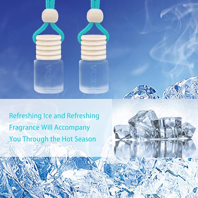 ikeda fragrance Car Air Freshener 4ml Car Scents | 6pcs 45-Days Keep Fragrance | Automotive Hanging Diffuser Bottles | Remove Auto Odor Long-Lasting Fresh Air for Home Deodorize (Ice 6pcs)